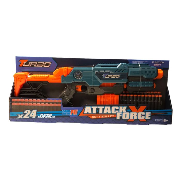 Pistola Turbo Attack Force Manual X24 Dardos Carga Rapida