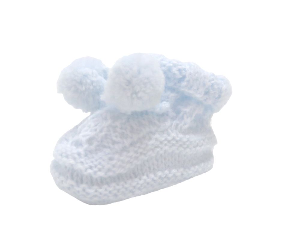 Escarpines Tejido a Mano con Pompones