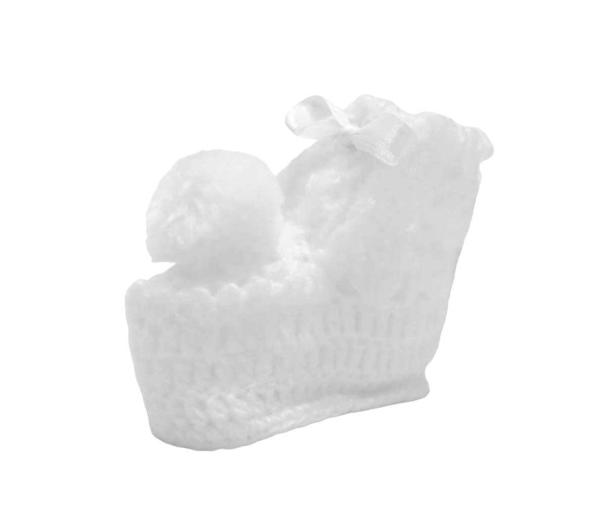 Escarpines Tejido a Mano con Pompones al Frente