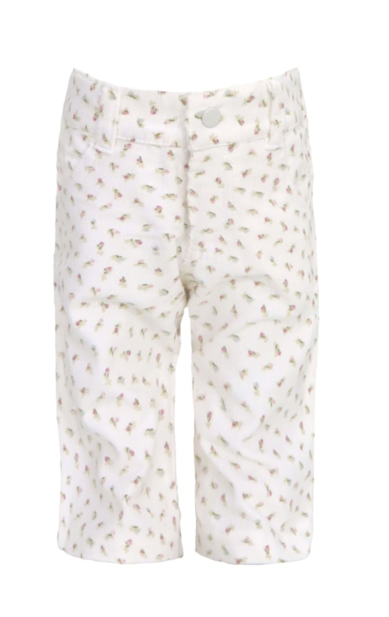 Pantalon de Corderoy con cintura elastizada estampado de florecitas