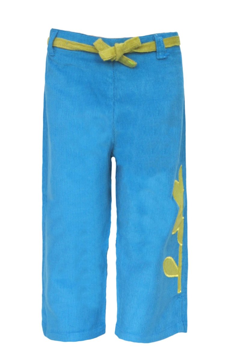 Pantalon de Corderoy con cintura elastizada flor bordada