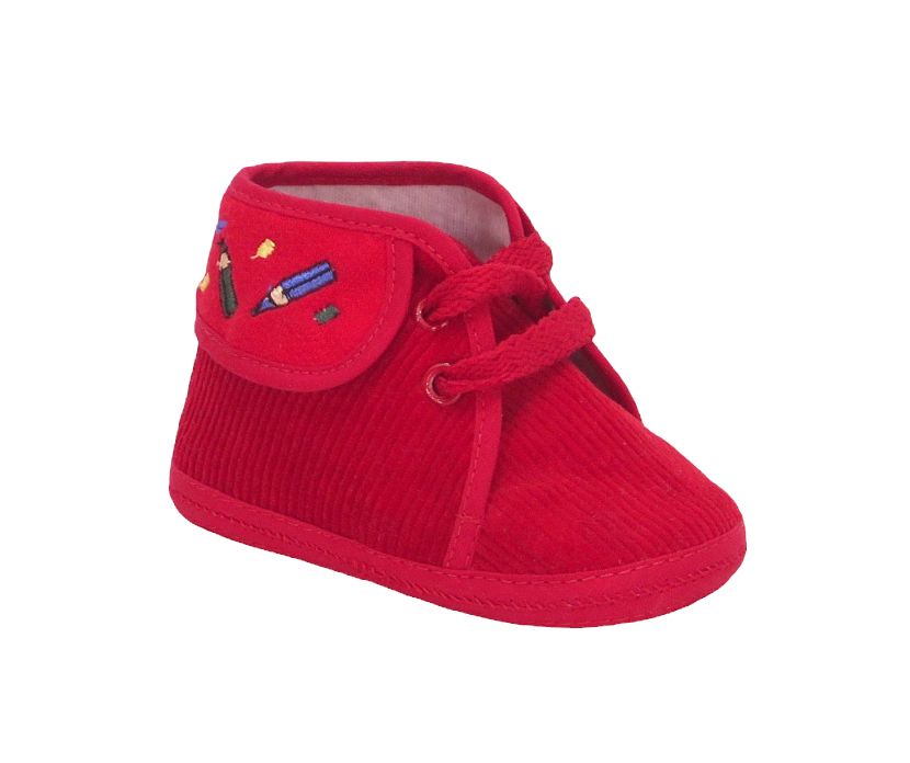 Botita sin Base Corderoy Liso cordon bordada