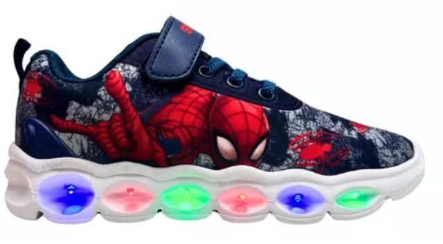 Zapatillas Spiderman Hombre Araña Con Luz Led, velcro y Cordon