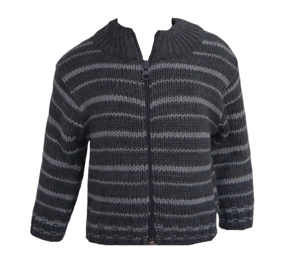 Campera Tejida con Cierre Rayado