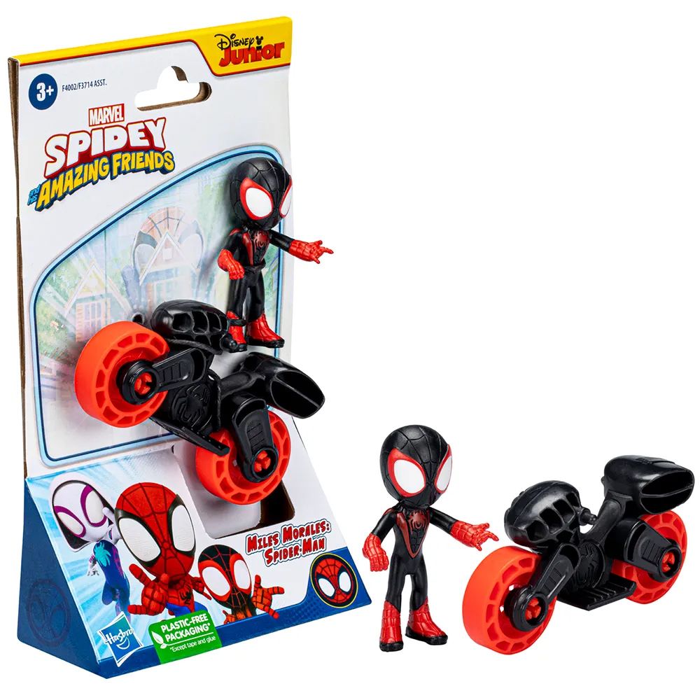 Figura Muñeco Articulado Miles Morales Con Vehiculo - Spidey Y Sus Sorprendentes Amigos Marvel - Spiderman