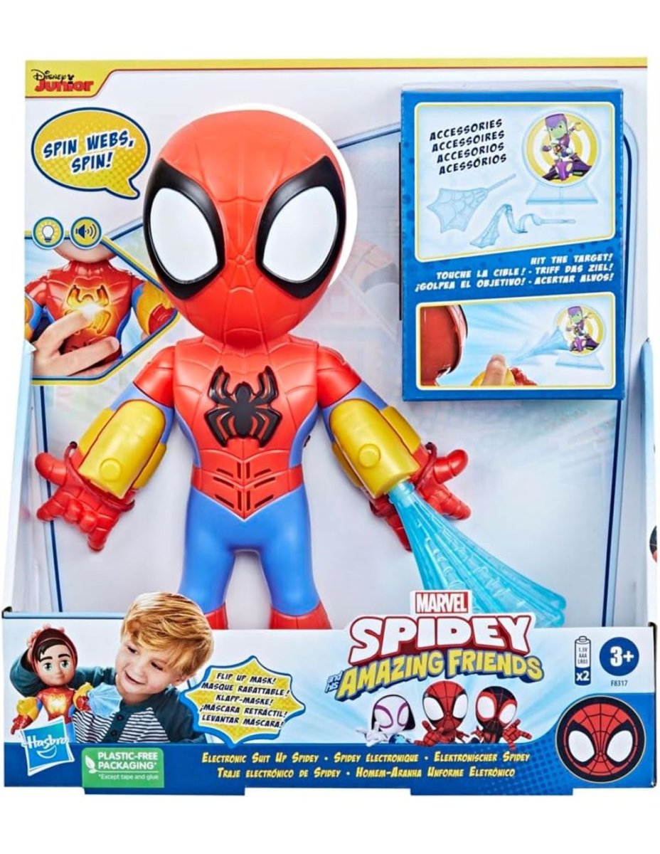 Figura Muñeco Traje Electronico De Spidey - Luz Y Sonido - Máscara Rectráctil - Spidey Y Sus Sorprendentes Amigos - Spiderman