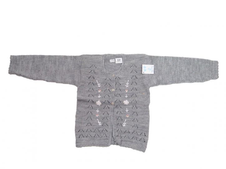 Saco Tejido Cashmilon Calado y Bordado Terminacion al Crochet