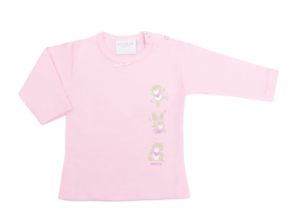 Remera manga larga con broche en el cuello estampado osito