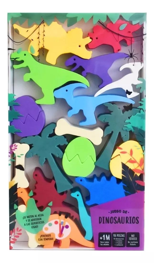 Juego De Dinosauriuos Didácticos En Goma Eva - 18 Piezas