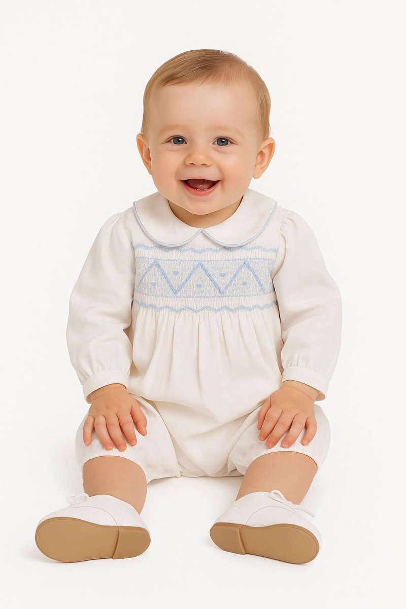 Enteritos Babucha punto smock bordado rococo manga larga