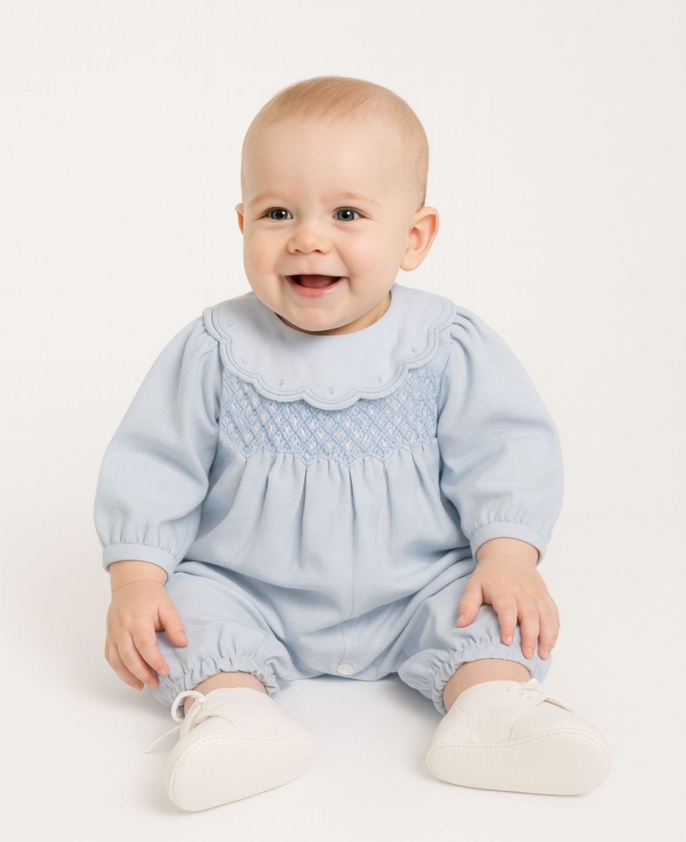 Enteritos Babucha punto smock bordado rococo  manga larga