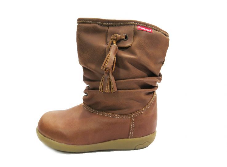 Bota Arrugada Cuero Con Flecos