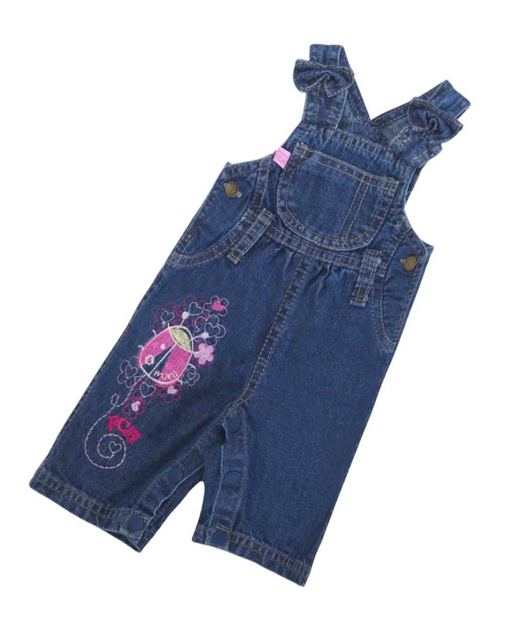 Jardinero Largo de Jeans Bordado y broche