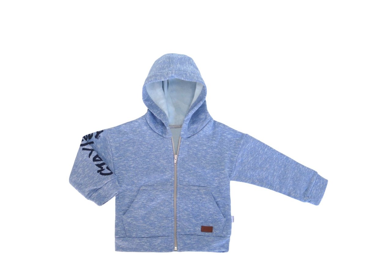 Campera con capucha friza marmoleada