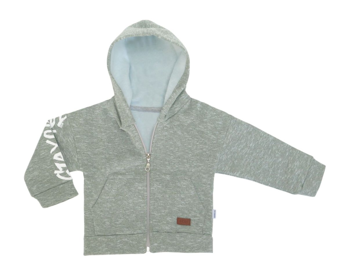 Campera con capucha friza marmoleada