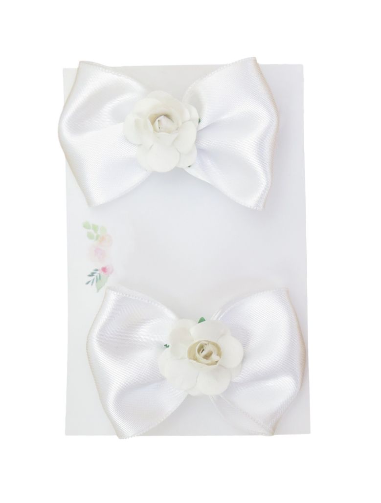 Moño pinza con flor de  para el cabello