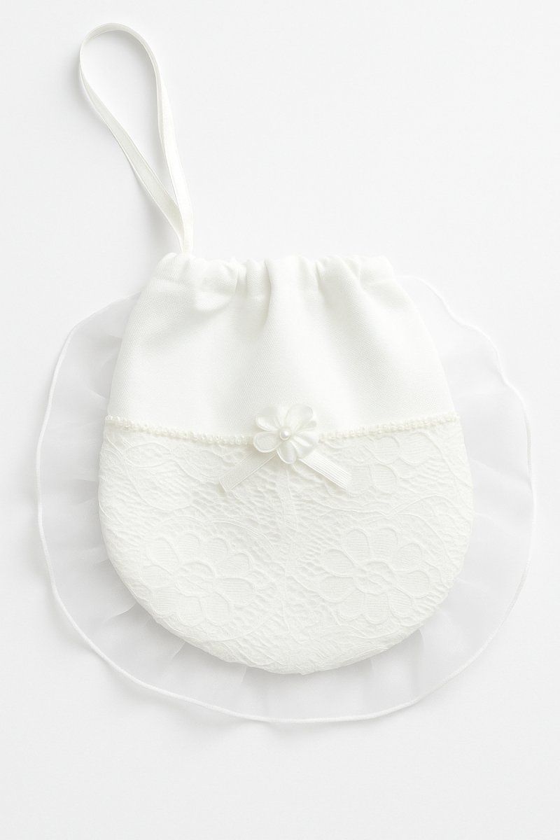 Limosnera Con Volado de Gasa y Aplique Flor