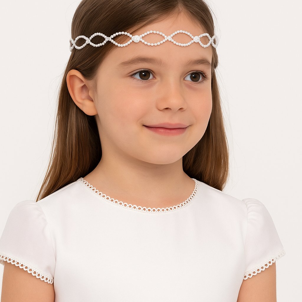 Corona de Perlas Flores Rococo y moño