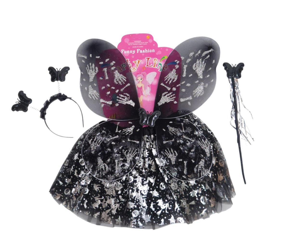 Conjunto Set De Halloween - Alas + Tutu + Vincha + Varita - Disfraz