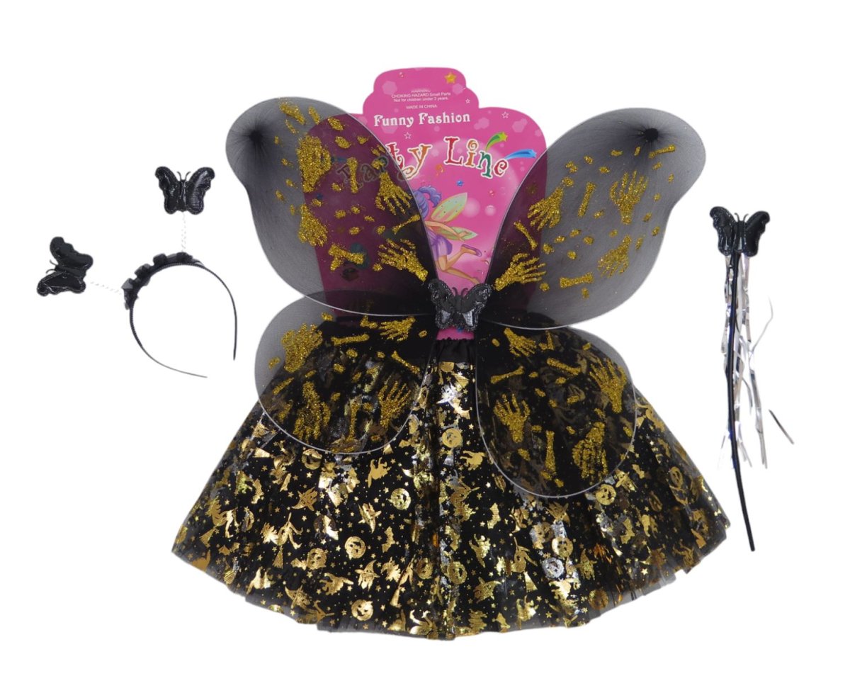 Conjunto Set De Halloween - Alas + Tutu + Vincha + Varita - Disfraz