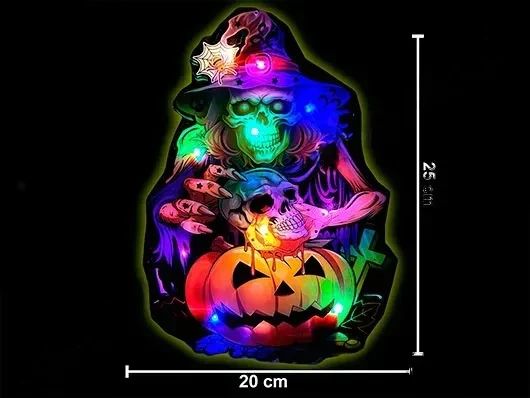 Adorno Puerta Halloween Bruja Con Calabaza - Con Luz