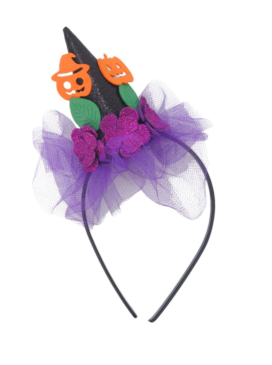 Vincha Gorro Calabaza Con Tul Halloween - Goma Eva