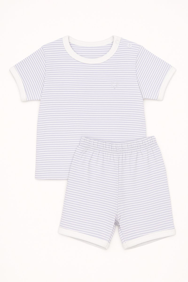 Pijama Verano Remera Manga Corta y Short de Pique Rayado