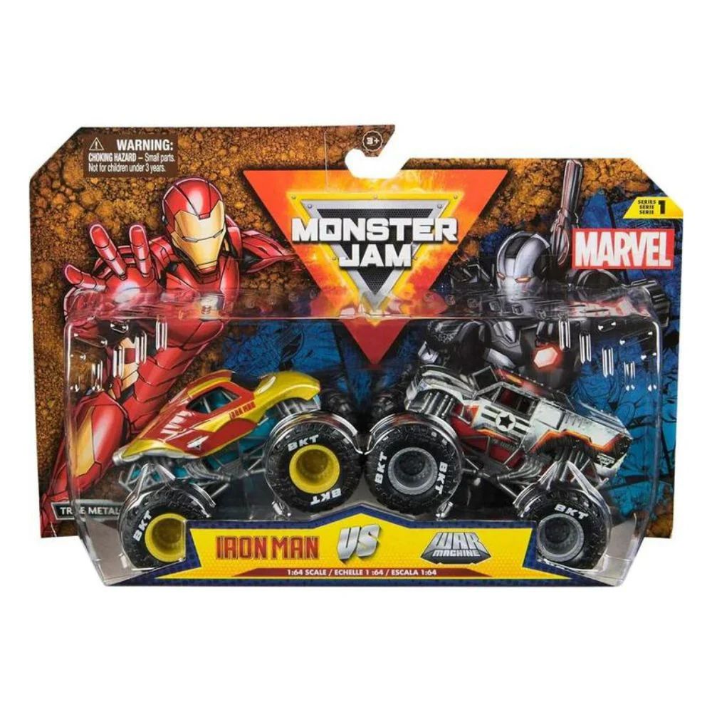 Monster Jam - Set De Vehiculos Monster Truck Iron Man Vs War Machine - Escala 1:64