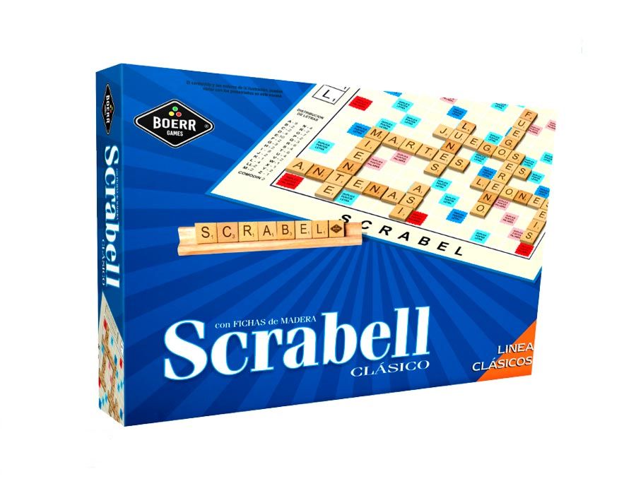 Scrabel Clasico con Fichas de Madera - Juego De Palabras - Juego De Mesa