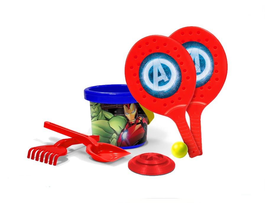 Set de Playa Con Paletas - Balde + Palita + Rastrillo + Molde - Avengers