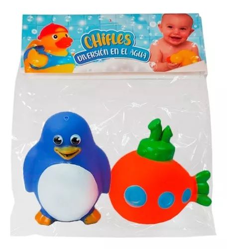 Set De Figuras Pinguino Y Submarino Con Chifle - Para El Agua