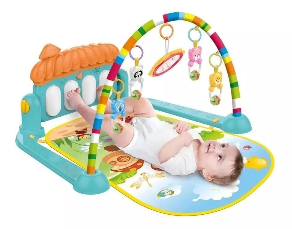 Gimnasio Piano Manta Con Sonajeros Buho Para Bebe Luz Sonido