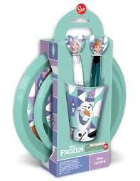 Set De Vajilla 5 Piezas Frozen - Plato Playo - Bowl - Vaso - Tenedor Y Cuchara
