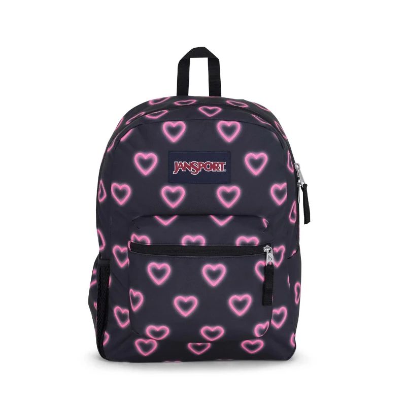 Mochila Espalda Cross Town - 1 Cierre Frontal Y 1 Bolsillo Frontal - Con Bolsillo Para La Botella - Happy Hearts Black