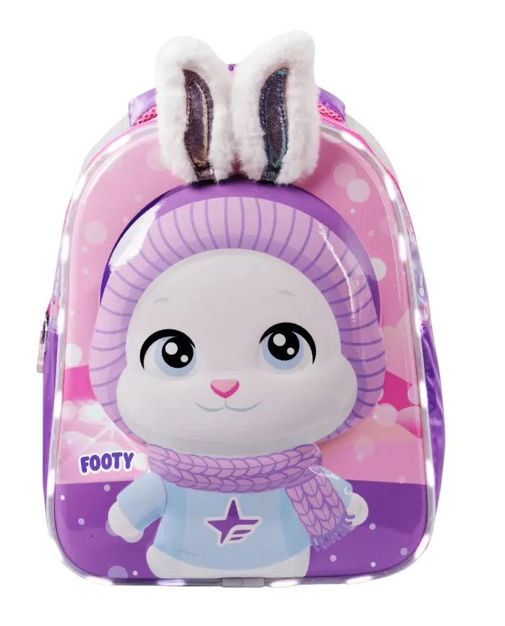 Mochila De Espalda Conejo Con Luz - Frente Semi Rigido Con Relieve Sobresalen Las Orejas - 12Pulgadas