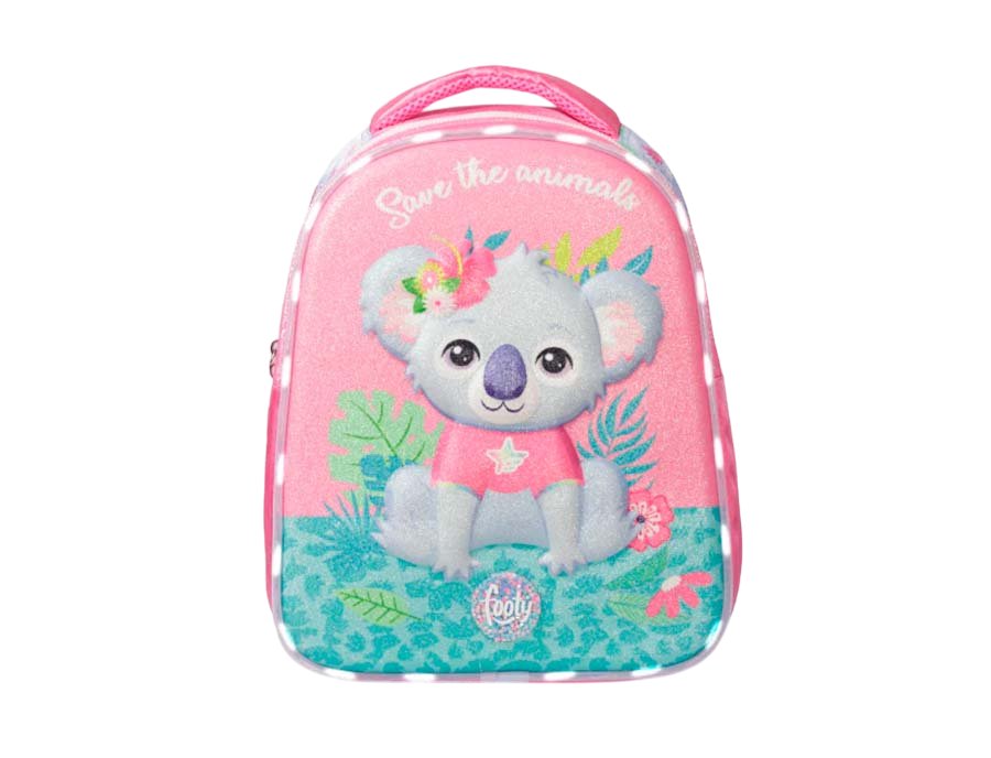 Mochila De Espalda Koala Con Luz- Frente Semi Rigido Con Glitter - 12 Pulgadas