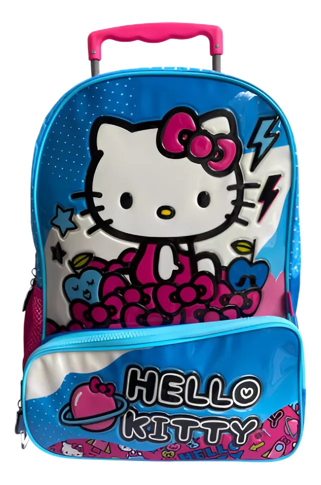 Mochila Con Carro Hello Kitty - 16 Pulgadas