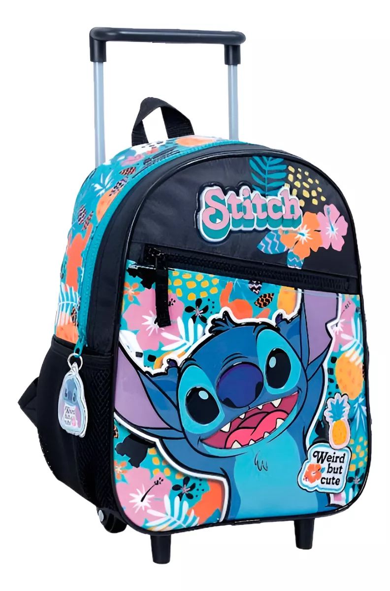 Mochila Con Carro Jardin Stitch - 12 Pulgadas