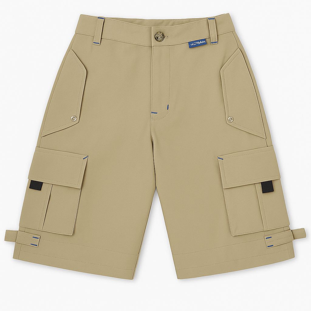 Bermunda Gabardina Con Cintura Elastizada Tipo Cargo