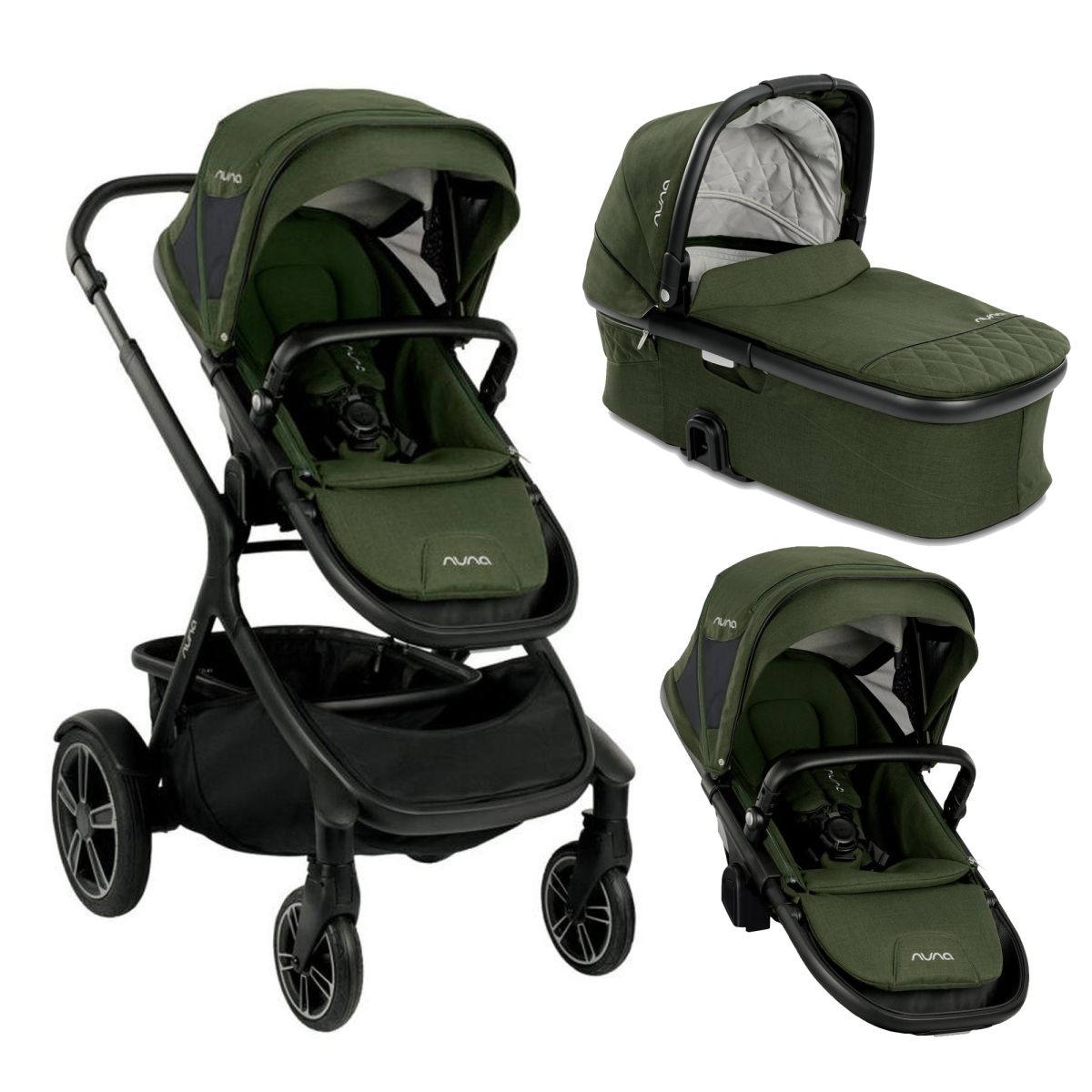 Demi Grow + Asiento Extra + Moises - Cochecito Doble 3 Piezas