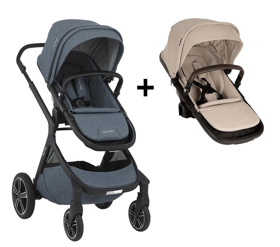 Demi Grow + Asiento Extra - Cochecito Doble Gemelar Mellizos