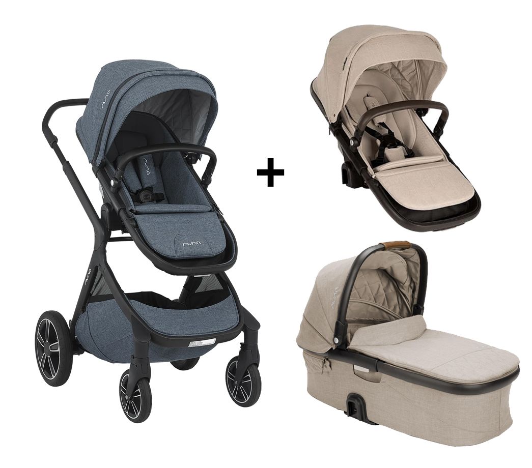 Demi Grow + Asiento Extra + Moises - Cochecito Doble 3 Piezas