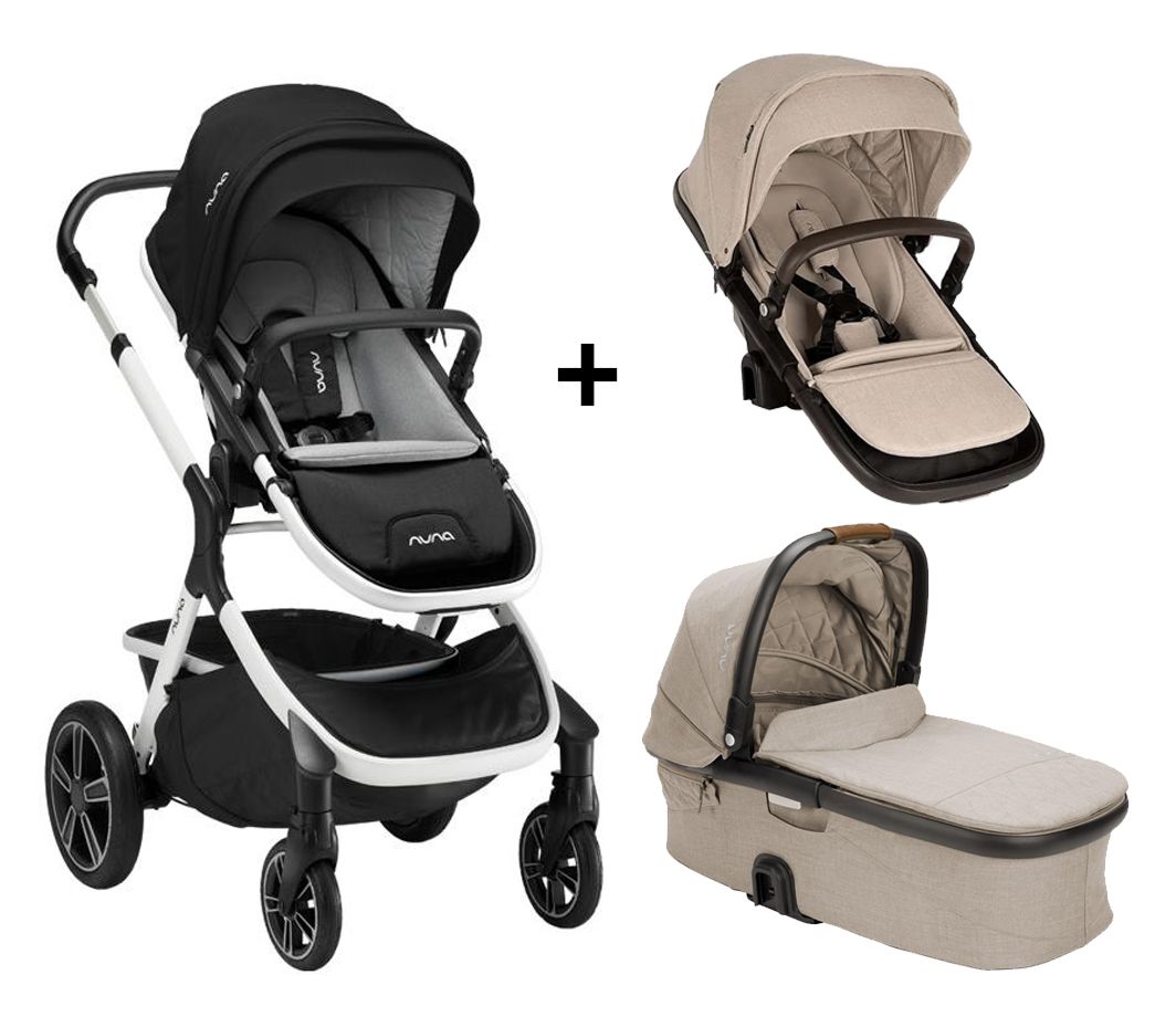 Demi Grow + Asiento Extra + Moises - Cochecito Doble 3 Piezas