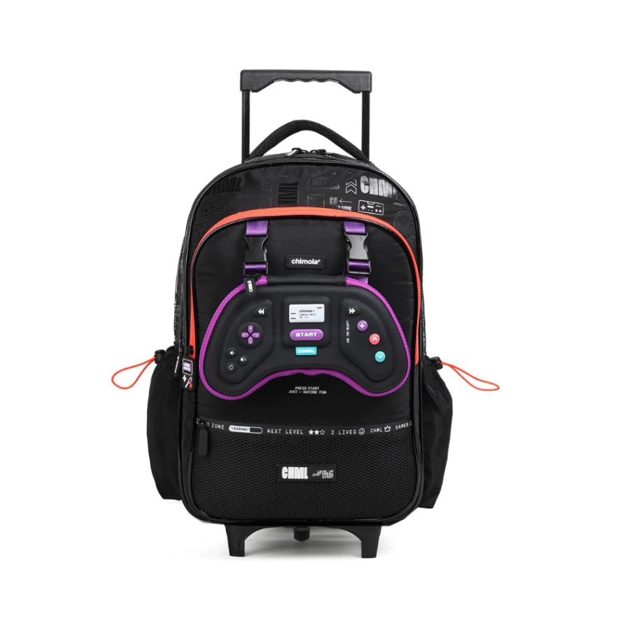 Mochila Con Carro Gamer Black Purple - 18 Pulgadas