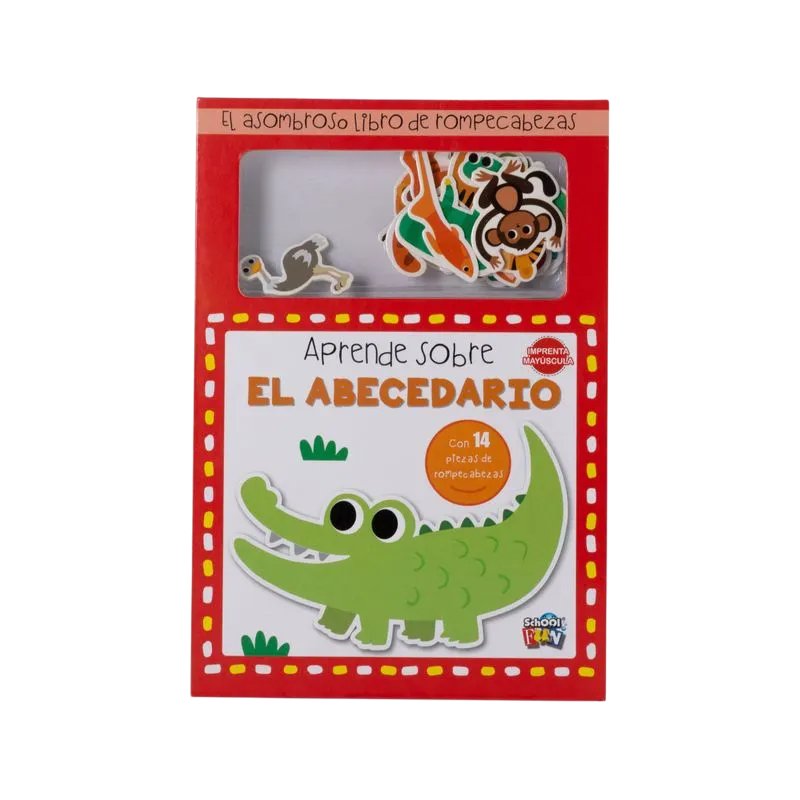 Libro Aprende Sobre El Abecedario - 14 Piezas De Rompecabezas - Tapa Dura