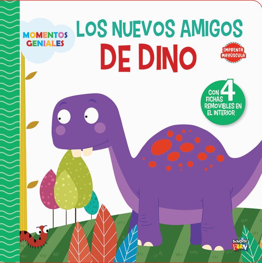 Libro Los Nuevos Amigos De Dino - Tapa Dura - Imprenta Mayúscula - 4 Fichas Removibles