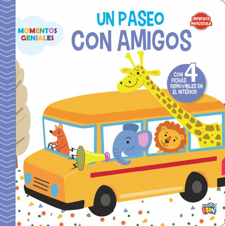 Libro Un Paseo Con Amigos - Tapa Dura - Imprenta Mayúscula - 4 Fichas Removibles