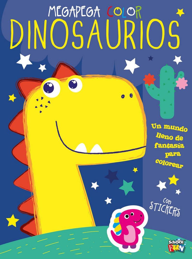 Libro Para Colorear Dinosaurios - Incluye Stickers - Tapa Blanca