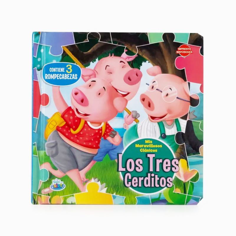 Libro Los Tres Cerditos - Tapa Dura - Contiene 3 Rompecabezas- Mis Maravillosos clasicos