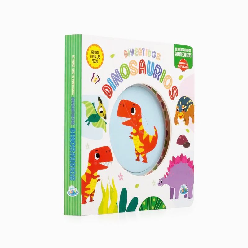 Libro Divertidos Dinosaurios - Tapa Dura - Imprenta Mayúscula - Libro De Rompecabezas OUTLET